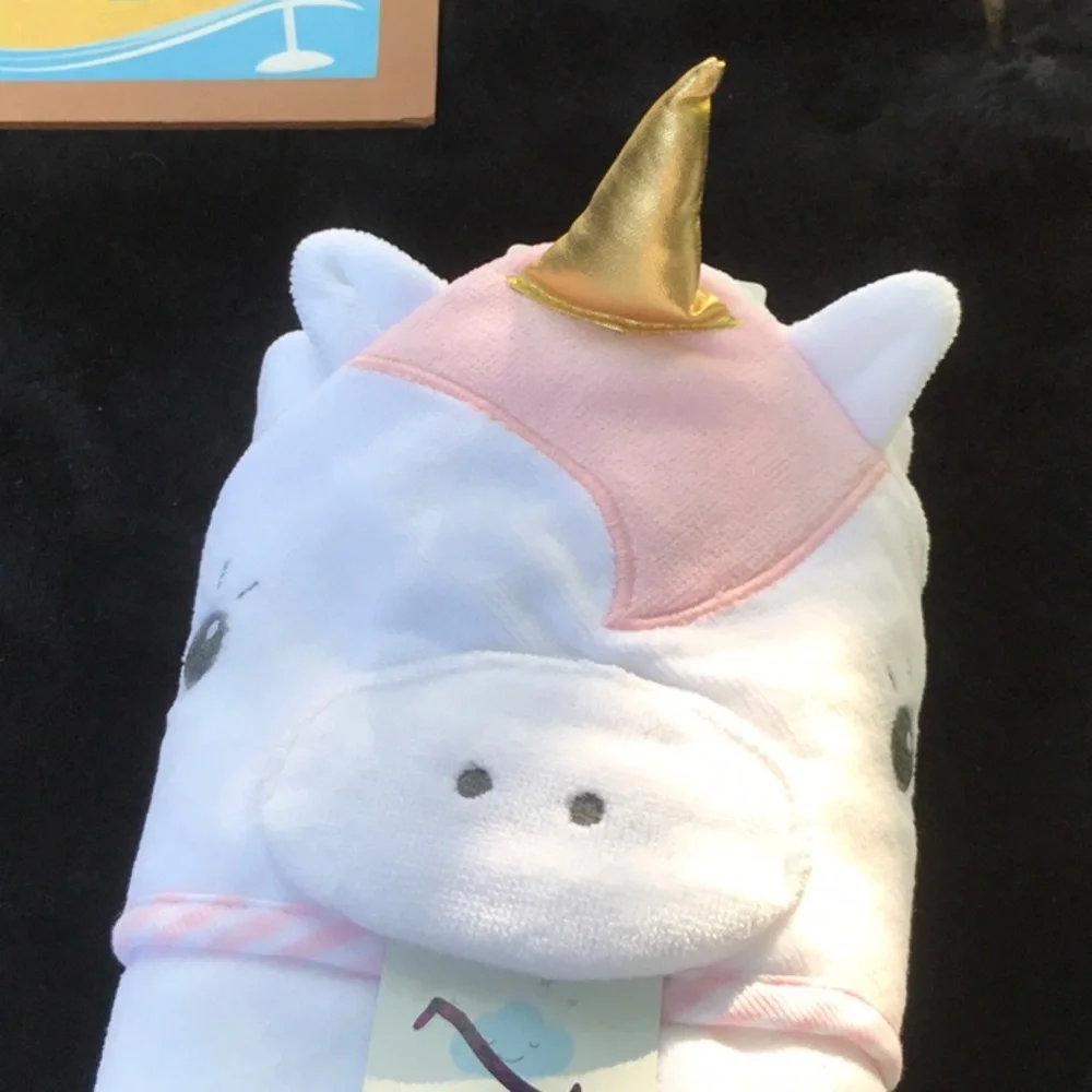 NWT Cloud Island White Unicorn Infant Hooded Towel 30x30 Certified 100 OEKO-TEX